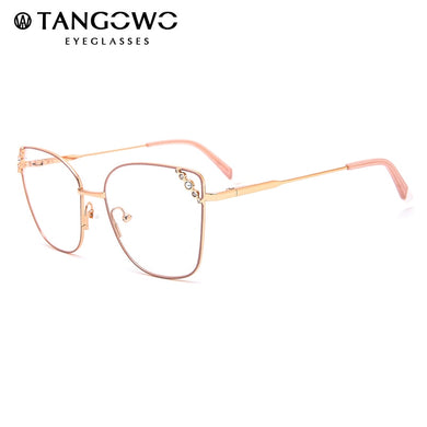 TANGOWO Metal Gems Cateye Glasses Frame Women Ladies Brand Design 2023  Glasses Myopia Optical Eyewear YJ0171