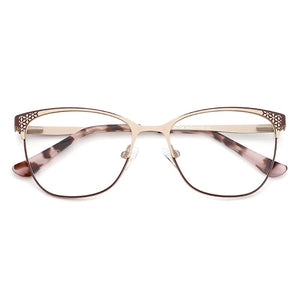 TANGOWO Metal Glasses Frame Women Floral Pattern Eyeglasses Vintage Myopia Optical Prescription Glasses Eyewear 202308