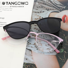 Load image into Gallery viewer, TANGOWO Retro Cateye Polarized Sunglasses Women Clip on Brand Designer Optical Myopia Eyeglass Frame Magnetic Glasses  DP33105