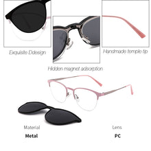 Load image into Gallery viewer, Retro Cateye Polarized Sunglasses Women Clip on Brand Designer Optical Myopia Eyeglass Frame Magnetic Glasses