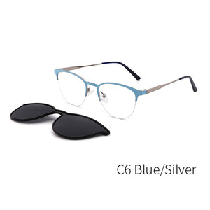 TANGOWO Retro Cateye Polarized Sunglasses Women Clip on Brand Designer Optical Myopia Eyeglass Frame Magnetic Glasses  DP33105