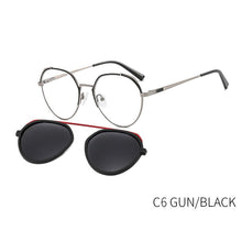 Load image into Gallery viewer, TANGOWO Retro Round Polarized Sunglasses UV400 Women Clip on 2 In 1 Computer Glasses Prescription Eyewear Magnetic B23117