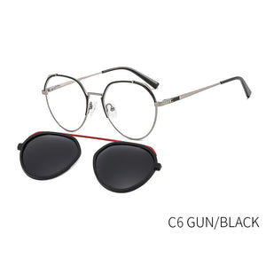 TANGOWO Retro Round Polarized Sunglasses UV400 Women Clip on 2 In 1 Computer Glasses Prescription Eyewear Magnetic B23117