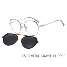 Load image into Gallery viewer, TANGOWO Retro Round Polarized Sunglasses UV400 Women Clip on 2 In 1 Computer Glasses Prescription Eyewear Magnetic B23117