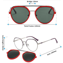 Load image into Gallery viewer, TANGOWO Retro Round Polarized Sunglasses UV400 Women Clip on 2 In 1 Computer Glasses Prescription Eyewear Magnetic B23117