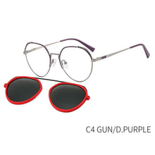 Load image into Gallery viewer, TANGOWO Retro Round Polarized Sunglasses UV400 Women Clip on 2 In 1 Computer Glasses Prescription Eyewear Magnetic B23117