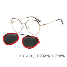 Load image into Gallery viewer, TANGOWO Retro Round Polarized Sunglasses UV400 Women Clip on 2 In 1 Computer Glasses Prescription Eyewear Magnetic B23117