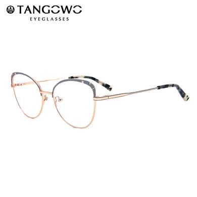 TANGOWO Round Metal Glasses Frame Women Brand Design Printing Eyewear Vintage Computer Prescription Glasses Eyeglasses YJ0189