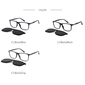 TANGOWO Vintage 2 In 1 Magnet Polarized Sunglasses Men Square Eyeglass Frame Clip on Optical Myopia Prescription Glasses T6213