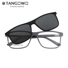 Carica l&#39;immagine nel visualizzatore di Gallery, TANGOWO Vintage 2 In 1 Magnet Polarized Sunglasses Men Square Eyeglass Frame Clip on Optical Myopia Prescription Glasses T6213