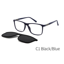 Carica l&#39;immagine nel visualizzatore di Gallery, TANGOWO Vintage 2 In 1 Magnet Polarized Sunglasses Men Square Eyeglass Frame Clip on Optical Myopia Prescription Glasses T6213