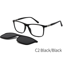 Carica l&#39;immagine nel visualizzatore di Gallery, TANGOWO Vintage 2 In 1 Magnet Polarized Sunglasses Men Square Eyeglass Frame Clip on Optical Myopia Prescription Glasses T6213