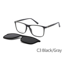 Carica l&#39;immagine nel visualizzatore di Gallery, TANGOWO Vintage 2 In 1 Magnet Polarized Sunglasses Men Square Eyeglass Frame Clip on Optical Myopia Prescription Glasses T6213