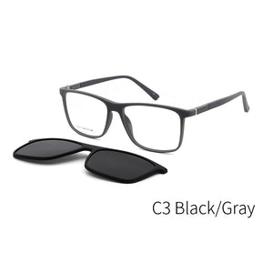 TANGOWO Vintage 2 In 1 Magnet Polarized Sunglasses Men Square Eyeglass Frame Clip on Optical Myopia Prescription Glasses T6213