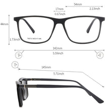 Carica l&#39;immagine nel visualizzatore di Gallery, TANGOWO Vintage 2 In 1 Magnet Polarized Sunglasses Men Square Eyeglass Frame Clip on Optical Myopia Prescription Glasses T6213