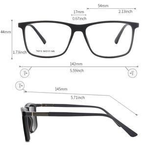 TANGOWO Vintage 2 In 1 Magnet Polarized Sunglasses Men Square Eyeglass Frame Clip on Optical Myopia Prescription Glasses T6213