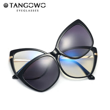 Load image into Gallery viewer, TANGOWO Vintage Cateye Glasses Frame Women Clip on Brand Designer Optical Myopia Polarized Sunglasses Prescription Glasses 95829