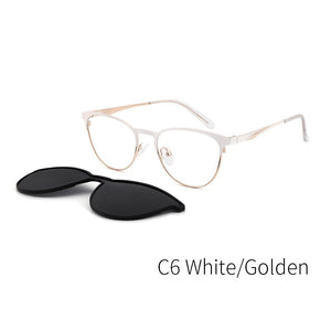 Vintage Cateye Sunglasses Women Clip on Brand Designer Optical Myopia Eyeglass Frame Prescription glasses Multifunction