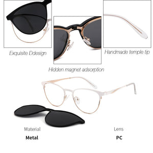 Vintage Cateye Sunglasses Women Clip on Brand Designer Optical Myopia Eyeglass Frame Prescription glasses Multifunction