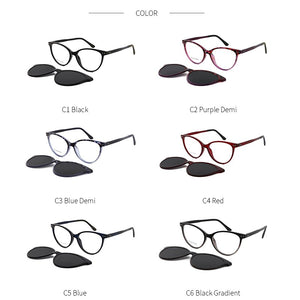 TANGOWO Vintage Cateye Sunglasses Women Myopia Eyeglass Clip on Brand Designer Optical Frame Prescription glasses Multifunction