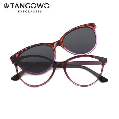 TANGOWO Vintage Cateye Sunglasses Women Myopia Eyeglass Clip on Brand Designer Optical Frame Prescription glasses Multifunction