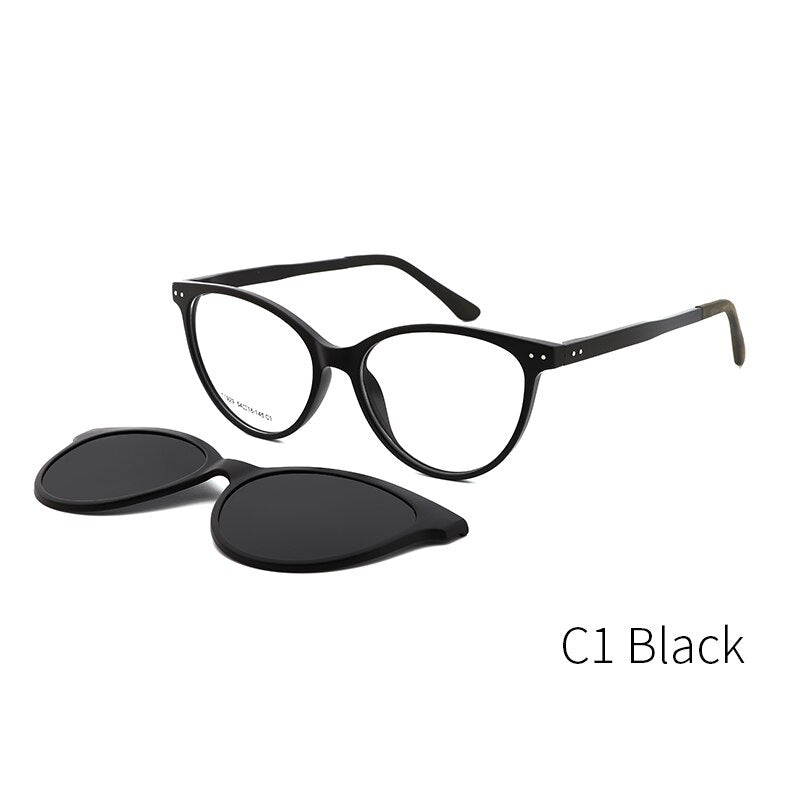 TANGOWO Vintage Cateye Sunglasses Women Myopia Eyeglass Clip on Brand Designer Optical Frame Prescription glasses Multifunction