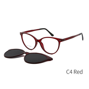 TANGOWO Vintage Cateye Sunglasses Women Myopia Eyeglass Clip on Brand Designer Optical Frame Prescription glasses Multifunction