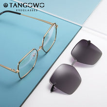 Load image into Gallery viewer, TANGOWO Vintage Magnetic Clip-on Polarized Sunglasses Women Metal Frame Anti-Blue Light Myopia Eyeglass Glasses Frame 95815