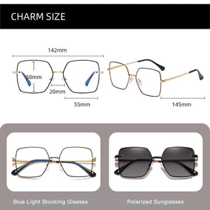 TANGOWO Vintage Magnetic Clip-on Polarized Sunglasses Women Metal Frame Anti-Blue Light Myopia Eyeglass Glasses Frame 95815