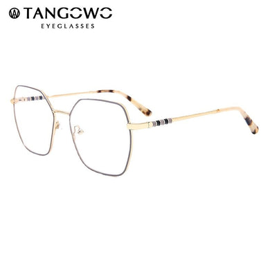 TANGOWO Vintage Metal Polygon Women Glasses Frame Styish Design Golden Optical Myopia Prescription Glasses Eyewear YJ0219