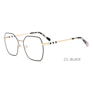 TANGOWO Vintage Metal Polygon Women Glasses Frame Styish Design Golden Optical Myopia Prescription Glasses Eyewear YJ0219