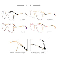 Carica l&#39;immagine nel visualizzatore di Gallery, TANGOWO Vintage Metal Polygon Women Glasses Frame Styish Design Golden Optical Myopia Prescription Glasses Eyewear YJ0219