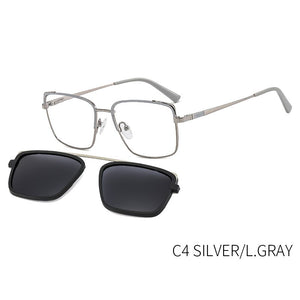 TANGOWO Vintage Square 2 In1 Magnetic Sunglasses UV400 Women Men Metal Optical Prescription Eyewear Spectacles B23119