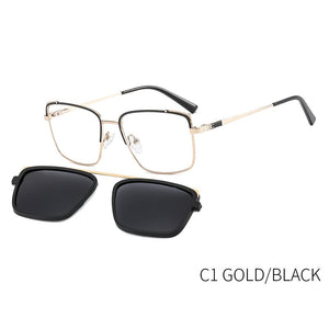 TANGOWO Vintage Square 2 In1 Magnetic Sunglasses UV400 Women Men Metal Optical Prescription Eyewear Spectacles B23119