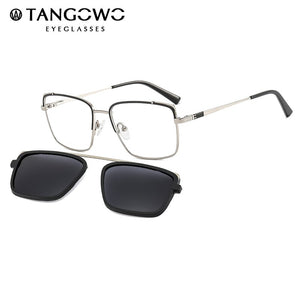 TANGOWO Vintage Square 2 In1 Magnetic Sunglasses UV400 Women Men Metal Optical Prescription Eyewear Spectacles B23119