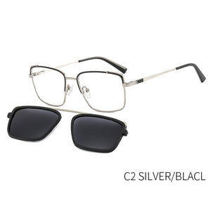 TANGOWO Vintage Square 2 In1 Magnetic Sunglasses UV400 Women Men Metal Optical Prescription Eyewear Spectacles B23119