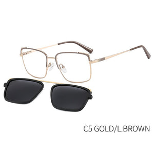 TANGOWO Vintage Square 2 In1 Magnetic Sunglasses UV400 Women Men Metal Optical Prescription Eyewear Spectacles B23119