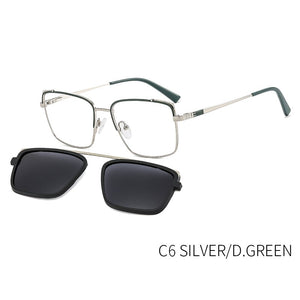 TANGOWO Vintage Square 2 In1 Magnetic Sunglasses UV400 Women Men Metal Optical Prescription Eyewear Spectacles B23119