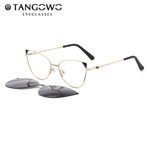 TANGOWO cateye alloy 2 in1 Polarized Sunglasses women 2023 myopia glasses prescription glasses Magnetic eyewear FN19001