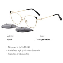 Carica l&#39;immagine nel visualizzatore di Gallery, TANGOWO cateye alloy 2 in1 Polarized Sunglasses women 2023 myopia glasses prescription glasses Magnetic eyewear FN19001