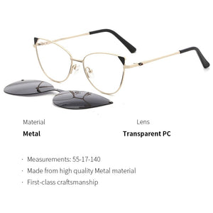 TANGOWO cateye alloy 2 in1 Polarized Sunglasses women 2023 myopia glasses prescription glasses Magnetic eyewear FN19001