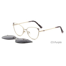 Carica l&#39;immagine nel visualizzatore di Gallery, TANGOWO cateye alloy 2 in1 Polarized Sunglasses women 2023 myopia glasses prescription glasses Magnetic eyewear FN19001
