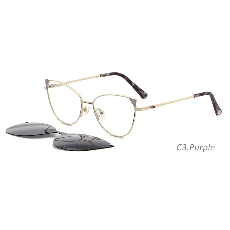 TANGOWO cateye alloy 2 in1 Polarized Sunglasses women 2023 myopia glasses prescription glasses Magnetic eyewear FN19001