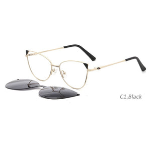 TANGOWO cateye alloy 2 in1 Polarized Sunglasses women 2023 myopia glasses prescription glasses Magnetic eyewear FN19001