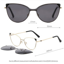 Carica l&#39;immagine nel visualizzatore di Gallery, TANGOWO cateye alloy 2 in1 Polarized Sunglasses women 2023 myopia glasses prescription glasses Magnetic eyewear FN19001
