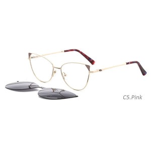 TANGOWO cateye alloy 2 in1 Polarized Sunglasses women 2023 myopia glasses prescription glasses Magnetic eyewear FN19001