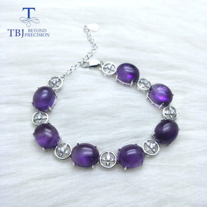 TBJ,100% natural Africa amethyst gemstone classical bracelet with chain in 925 sterling silver jewelry for women with gift box