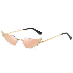TEENYOUN Rimless Angel wings Sunglasses Brand design For Party Women Men Unique Frameless Hollow out Sun Glasses Cool Shades