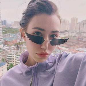 TEENYOUN Rimless Angel wings Sunglasses Brand design For Party Women Men Unique Frameless Hollow out Sun Glasses Cool Shades