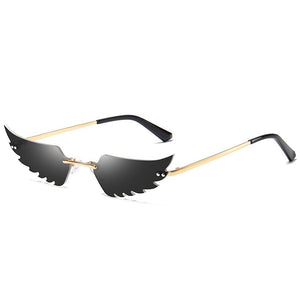 TEENYOUN Rimless Angel wings Sunglasses Brand design For Party Women Men Unique Frameless Hollow out Sun Glasses Cool Shades